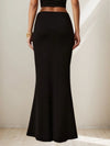 Black Wrapped Hip Fishtail Skirt