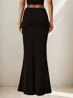 Black Wrapped Hip Fishtail Skirt