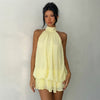 Summer Backless Halter Knit Mini Dress