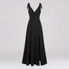 Solid V-Neck Split Evening Dress