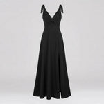 Solid V-Neck Split Evening Dress