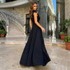 Solid V-Neck Split Evening Dress