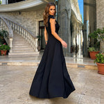 Solid V-Neck Split Evening Dress