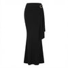 Black Wrapped Hip Fishtail Skirt