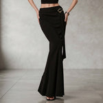 Black Wrapped Hip Fishtail Skirt