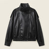 Faux Leather Cropped Bomber Jacket