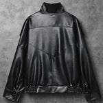 Faux Leather Cropped Bomber Jacket