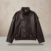 Faux Leather Cropped Bomber Jacket
