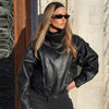 Faux Leather Cropped Bomber Jacket