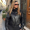 Faux Leather Cropped Bomber Jacket